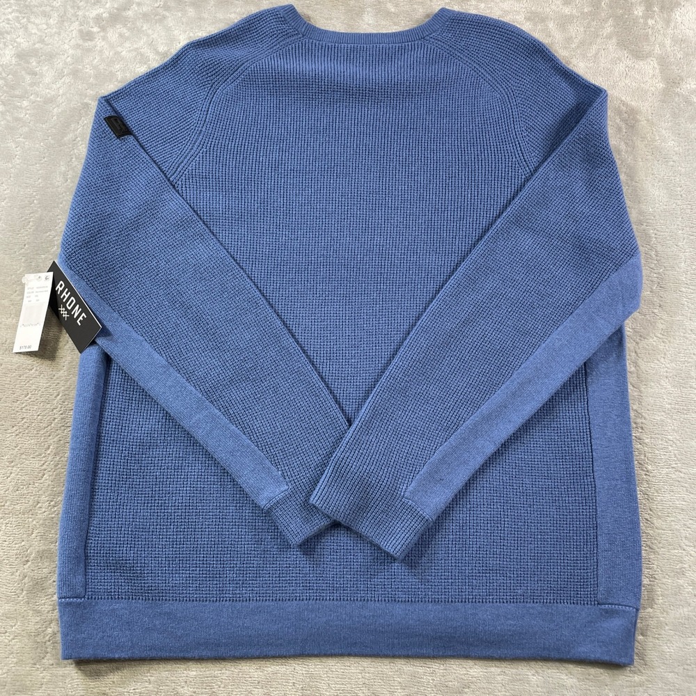 Rhone Walden Waffle Sweater Mens XXL Blue Wool Cashmere Soft Preppy Casual - Picture 8 of 11